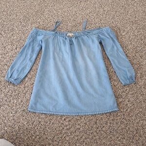 Light Blue Off-Shoulder Tunic Top